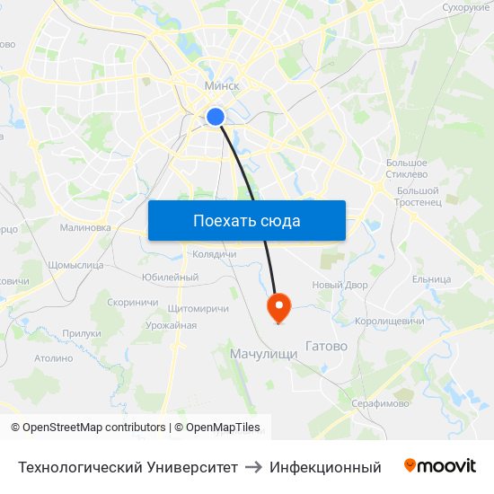 Технологический Университет to Инфекционный map