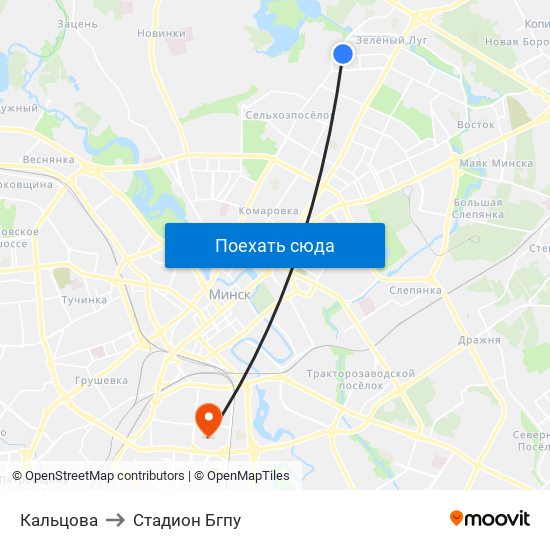 Кальцова to Стадион Бгпу map