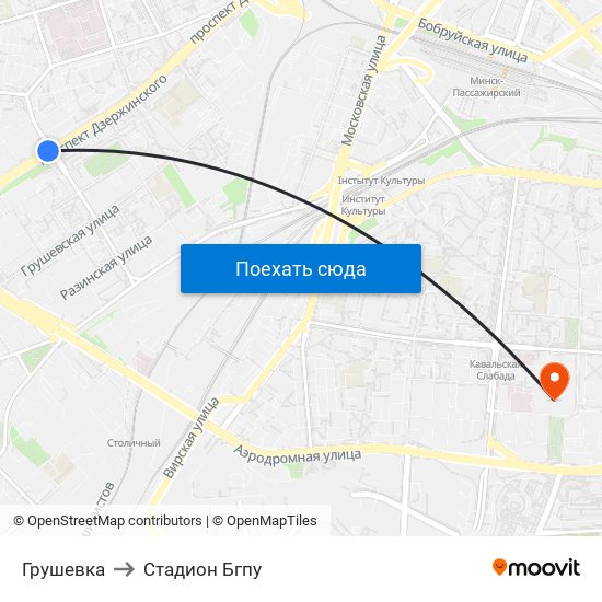 Грушевка to Стадион Бгпу map