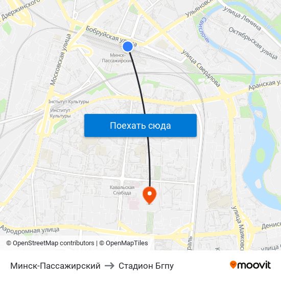 Минск-Пассажирский to Стадион Бгпу map