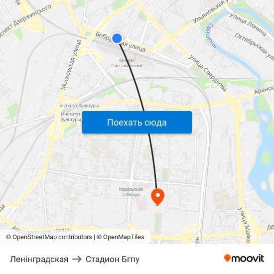 Ленінградская to Стадион Бгпу map