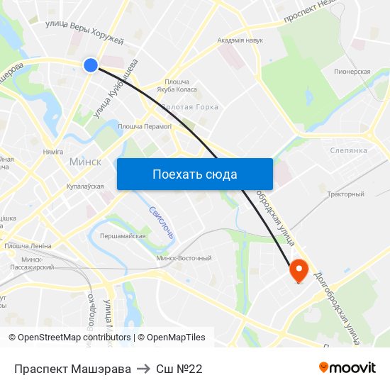 Праспект Машэрава to Сш №22 map