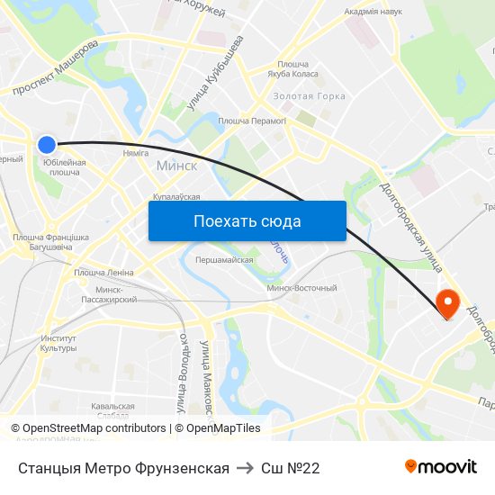 Станцыя Метро Фрунзенская to Сш №22 map