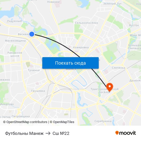 Футбольны Манеж to Сш №22 map