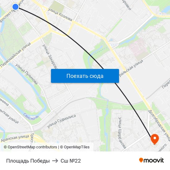 Площадь Победы to Сш №22 map