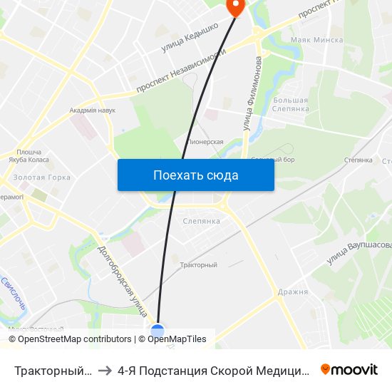 Тракторный Завод to 4-Я Подстанция Скорой Медицинской Помощи map