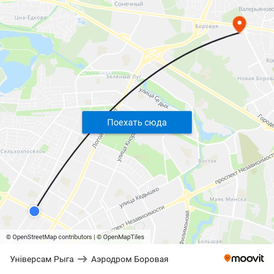 Універсам Рыга to Аэродром Боровая map