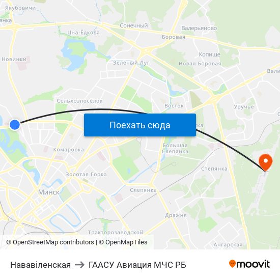 Нававіленская to ГААСУ Авиация МЧС РБ map