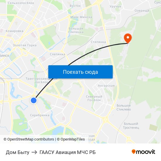 Дом Быту to ГААСУ Авиация МЧС РБ map