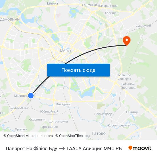 Паварот На Філіял Бду to ГААСУ Авиация МЧС РБ map