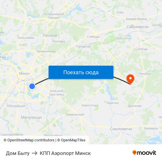 Дом Быту to КПП Аэропорт Минск map