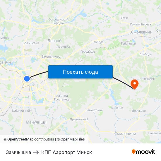 Замчышча to КПП Аэропорт Минск map