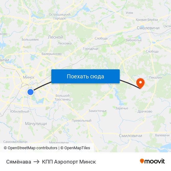 Сямёнава to КПП Аэропорт Минск map