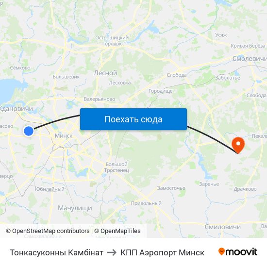 Тонкасуконны Камбінат to КПП Аэропорт Минск map