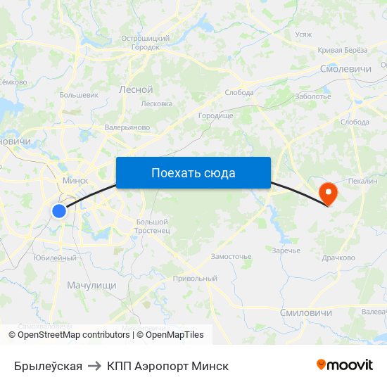 Брылеўская to КПП Аэропорт Минск map