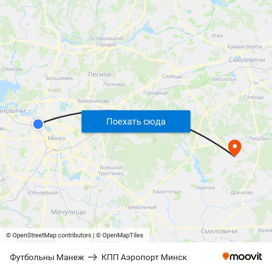 Футбольны Манеж to КПП Аэропорт Минск map