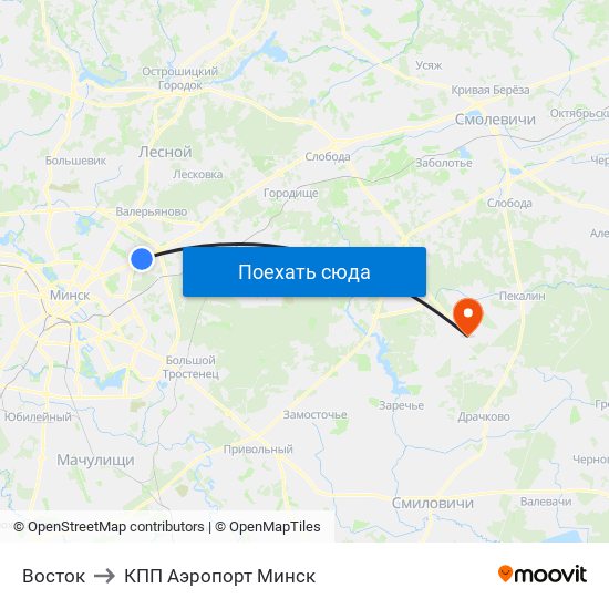 Восток to КПП Аэропорт Минск map