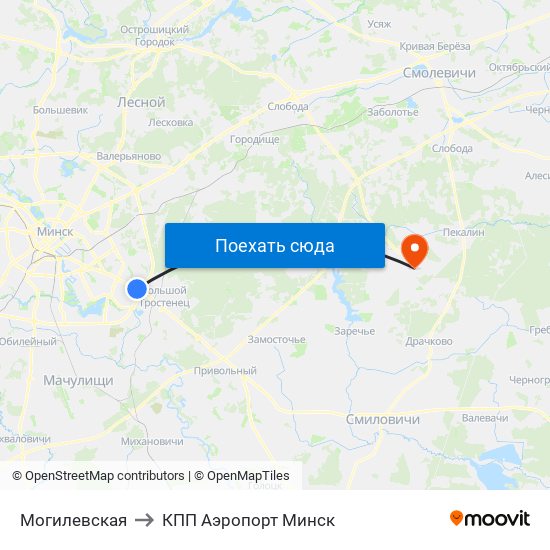 Могилевская to КПП Аэропорт Минск map