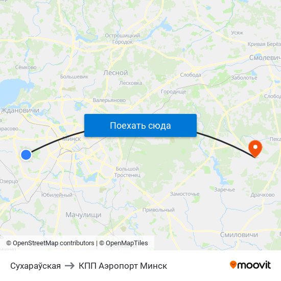 Сухараўская to КПП Аэропорт Минск map