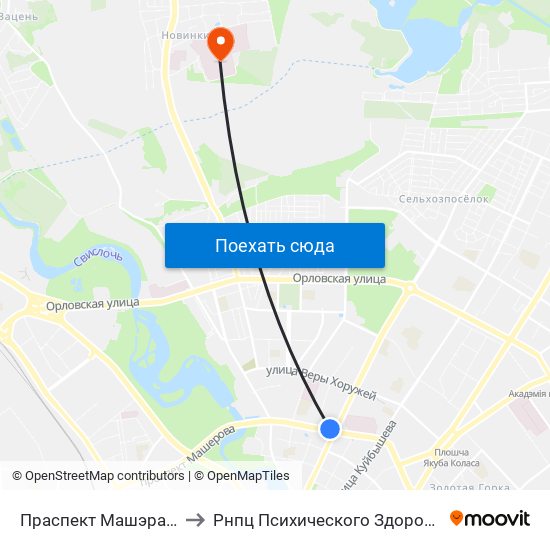 Праспект Машэрава to Рнпц Психического Здоровья map