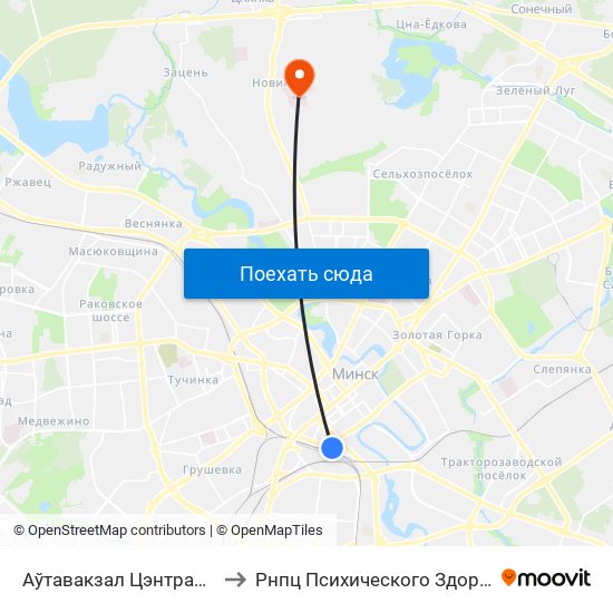 Аўтавакзал Цэнтральны to Рнпц Психического Здоровья map