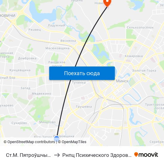 Ст.М. Пятроўшчына to Рнпц Психического Здоровья map