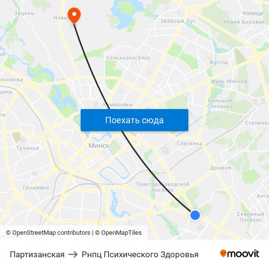 Партизанская to Рнпц Психического Здоровья map