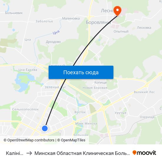 Калініна to Минская Областная Клиническая Больница map