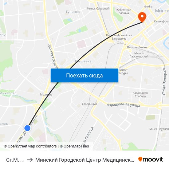 Ст.М. Пятроўшчына to Минский Городской Центр Медицинской Реабилитации Детей С Психоневрологическими Заболеваниями map