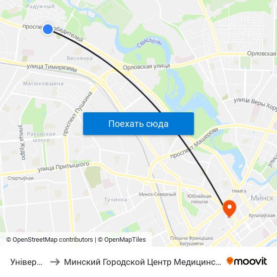 Універсітэт Фізкультуры to Минский Городской Центр Медицинской Реабилитации Детей С Психоневрологическими Заболеваниями map