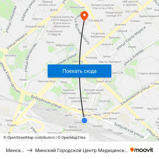 Минск-Пассажирский to Минский Городской Центр Медицинской Реабилитации Детей С Психоневрологическими Заболеваниями map