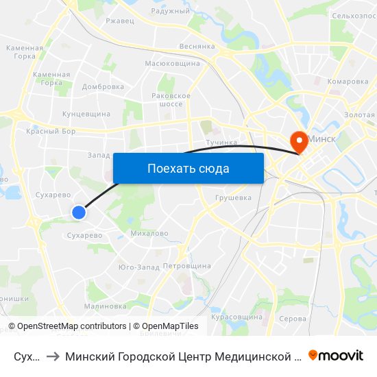Сухараўская to Минский Городской Центр Медицинской Реабилитации Детей С Психоневрологическими Заболеваниями map