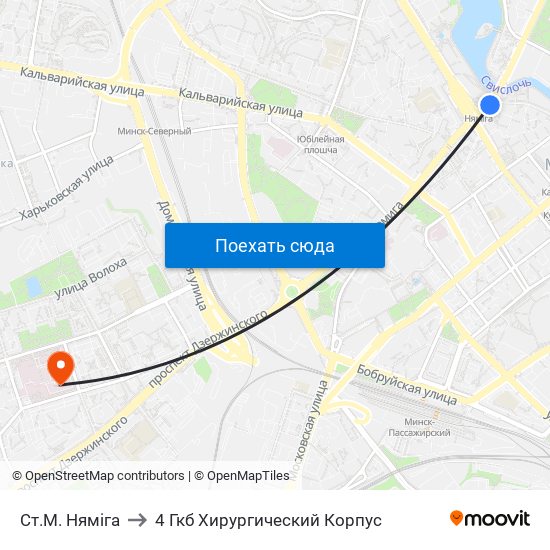 Ст.М. Няміга to 4 Гкб Хирургический Корпус map