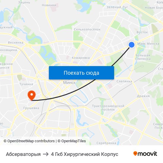 Абсерваторыя to 4 Гкб Хирургический Корпус map