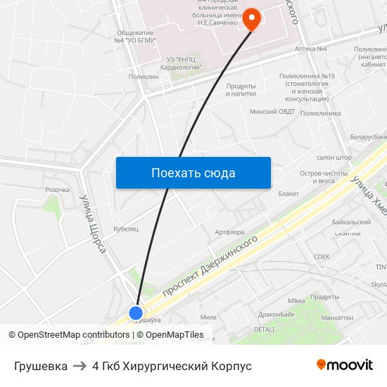 Грушевка to 4 Гкб Хирургический Корпус map