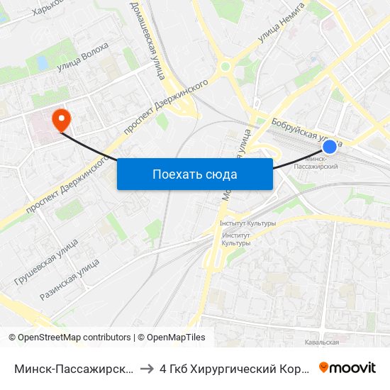 Минск-Пассажирский to 4 Гкб Хирургический Корпус map