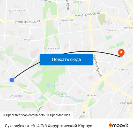 Сухараўская to 4 Гкб Хирургический Корпус map