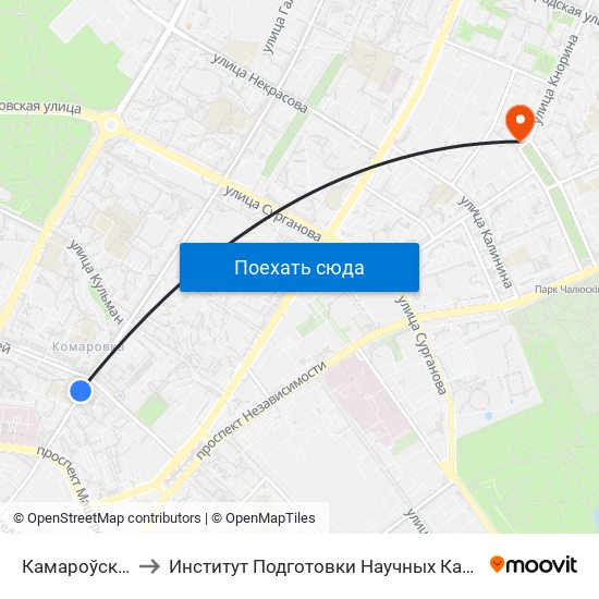 Камароўскі Рынак to Институт Подготовки Научных Кадров Нан Беларуси map