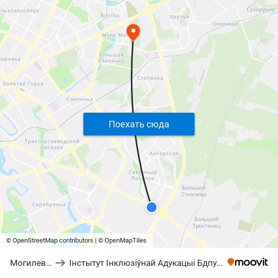 Могилевская to Інстытут Інклюзіўнай Адукацыі Бдпу Імя М. Танка map