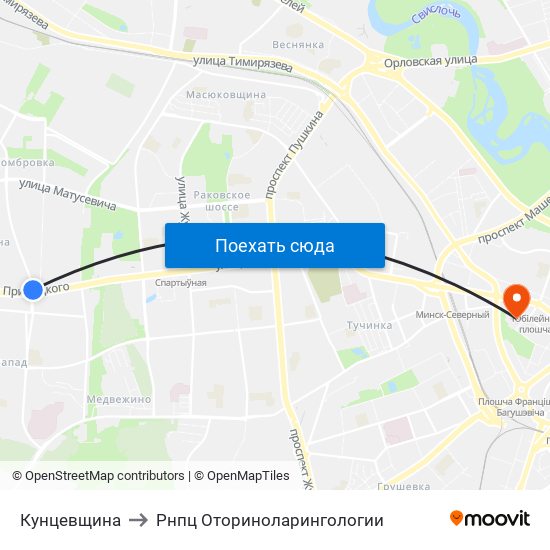 Кунцевщина to Рнпц Оториноларингологии map