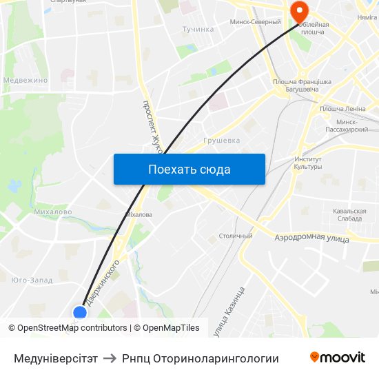 Медуніверсітэт to Рнпц Оториноларингологии map