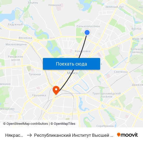 Някрасава to Республиканский Институт Высшей Школы map