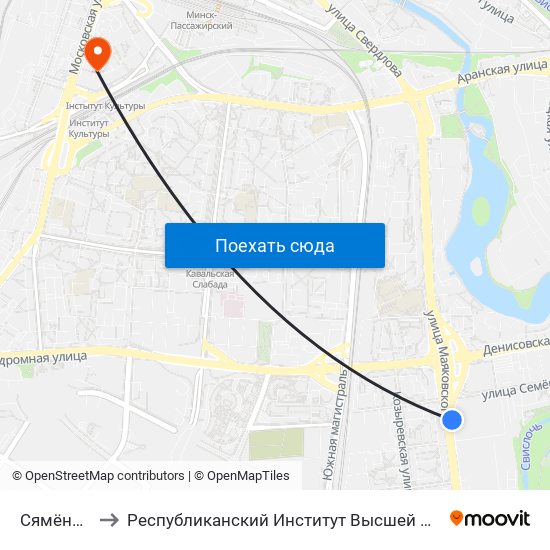 Сямёнава to Республиканский Институт Высшей Школы map