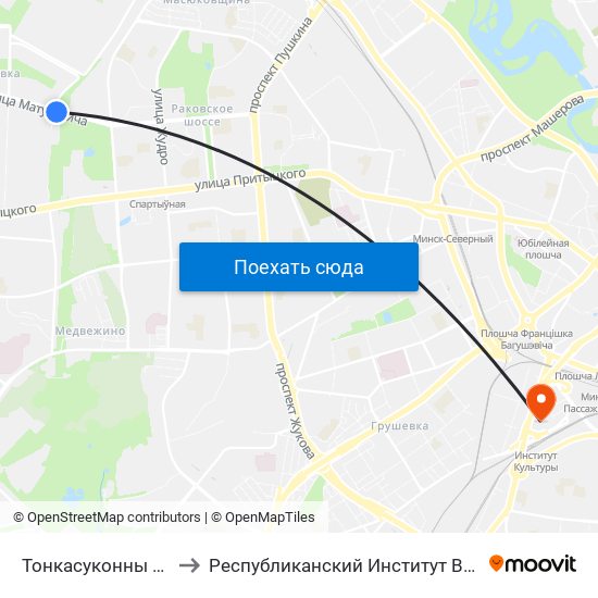 Тонкасуконны Камбінат to Республиканский Институт Высшей Школы map