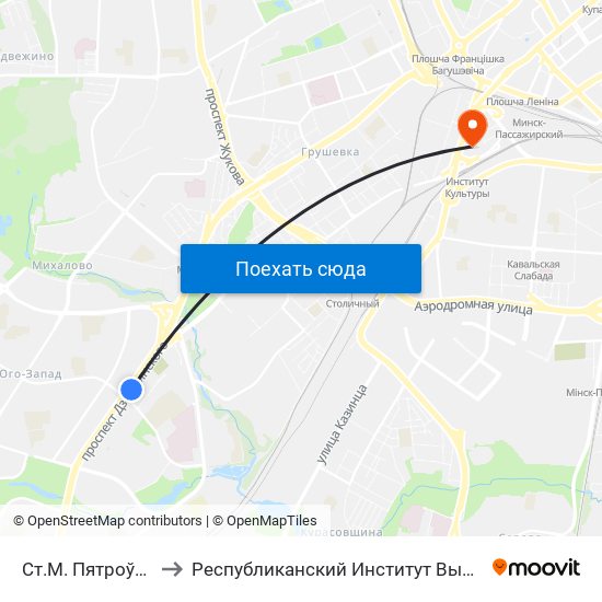 Ст.М. Пятроўшчына to Республиканский Институт Высшей Школы map