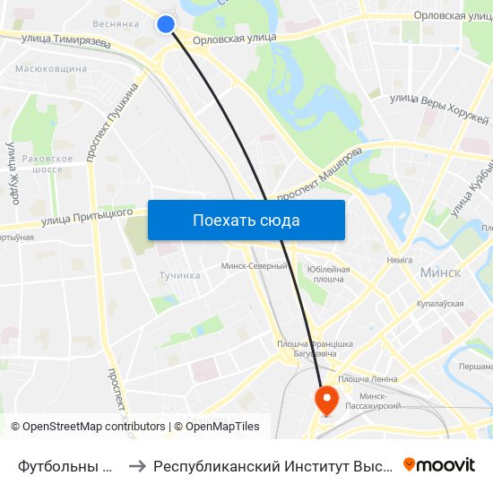 Футбольны Манеж to Республиканский Институт Высшей Школы map