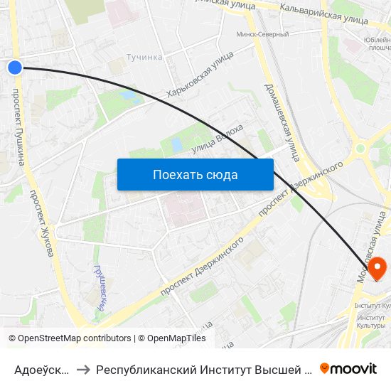 Адоеўскага to Республиканский Институт Высшей Школы map