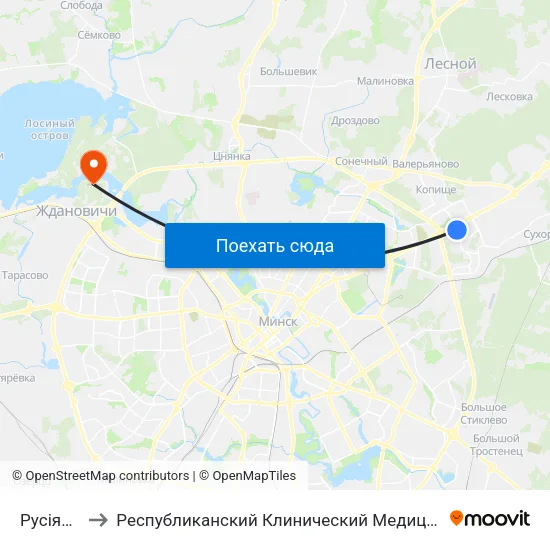 Русіянава to Республиканский Клинический Медицинский Центр map