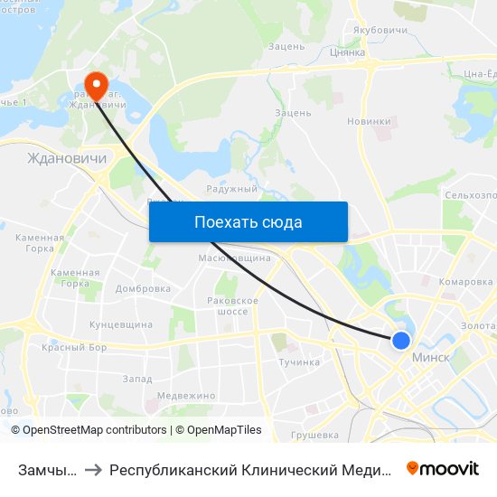 Замчышча to Республиканский Клинический Медицинский Центр map