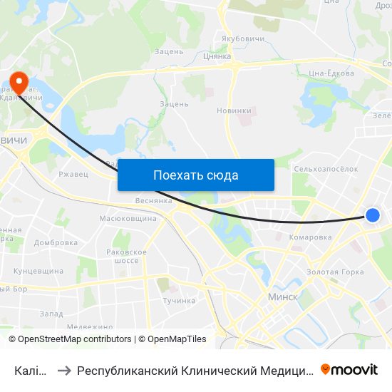 Калініна to Республиканский Клинический Медицинский Центр map